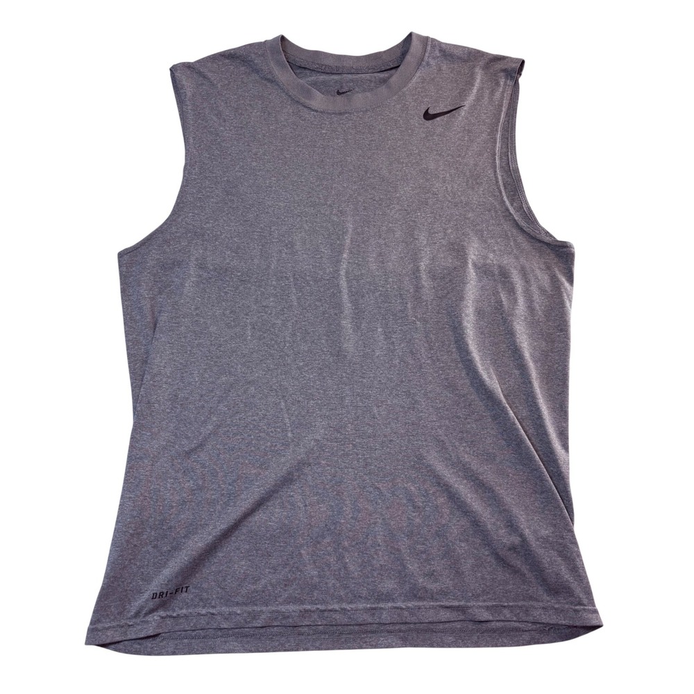 Nike Mens Dri-FIT Sleeveless Training Shirt Heather Grey Medium Activewear 1858